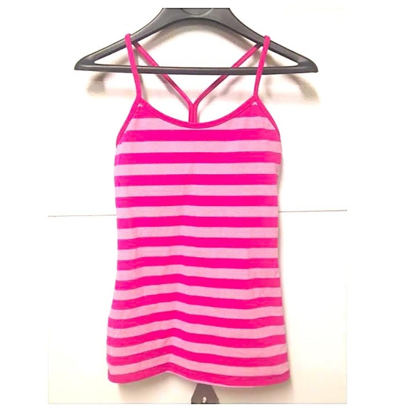 lululemon Athletica Tops - Lululemon Athletica Pink Stripe Power Y Tank Sz 6